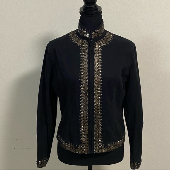 Gordon James Jacket Women’s Size Medium Black Studded Cross Blazer jacket - Picture 6 of 17